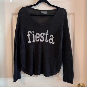 Wooden Ships Black Long Sleeve Knit “Fiesta” Sweater